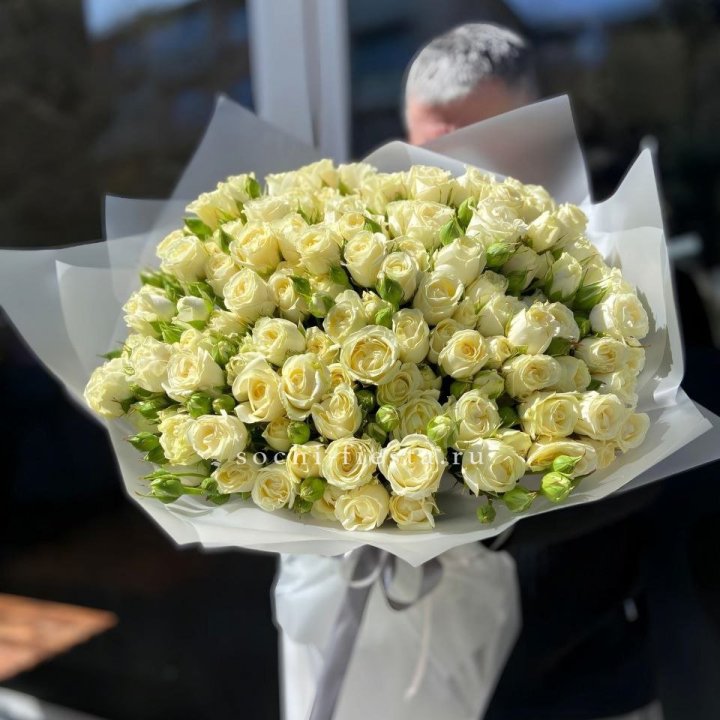 Белые кустовые розы 31 шт в Курске