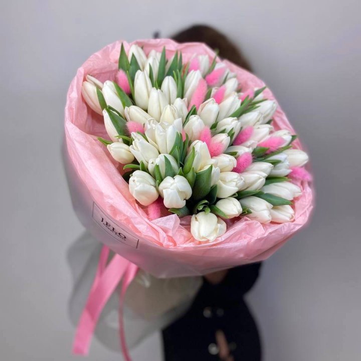 51 белый тюльпан "Рози" в Курске