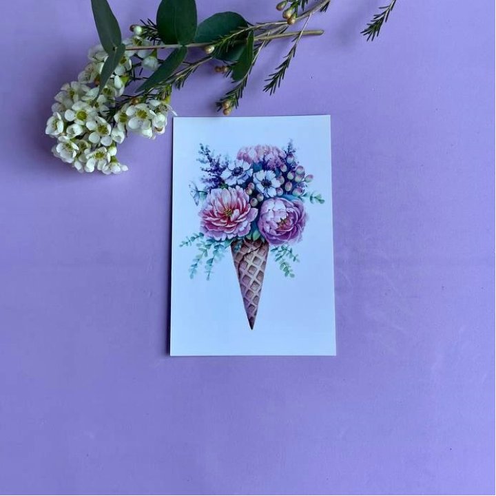 Открытка к букету "Цветочно-кремовый" в Курске