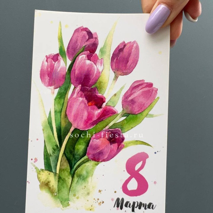 Открытка к букету "8 марта!" в Курске