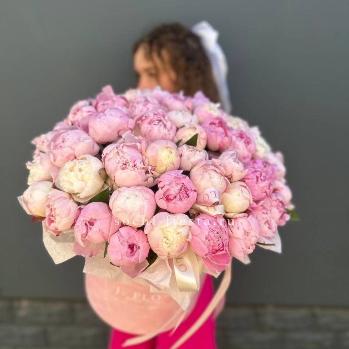 51 нежных пионов  в цилиндре в Курске