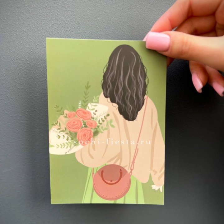 Открытка к букету "Потрясающая девушка" в Курске